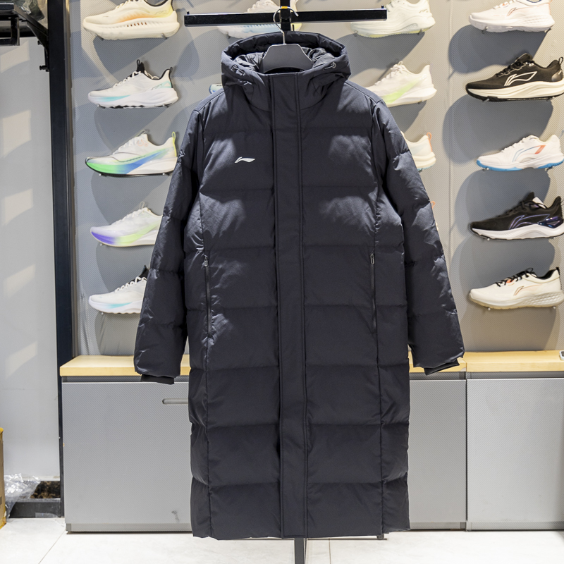 李宁长款鸭绒休闲运动羽绒服