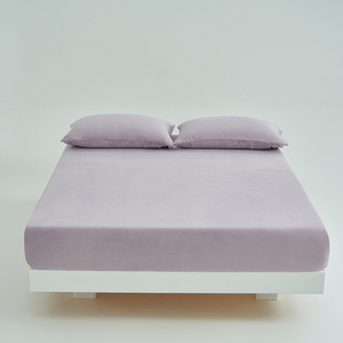 保暖牛奶绒浅紫淡灰色纯色加绒床笠单件奶油风香芋紫色床罩套秋冬