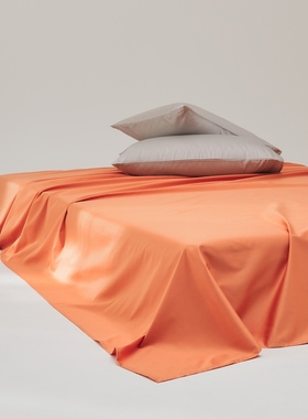 高端全棉100支长绒棉床单单件橘黄橙色萝卜色纯棉被单宿舍单双人