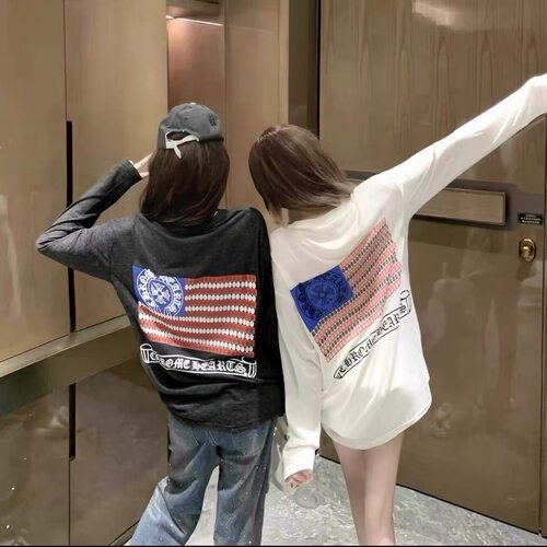Chrome风马蹄十字长袖T恤女