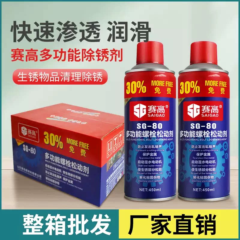 赛高除锈剂防锈润滑剂金属快速万能松锈灵车用螺栓松动剂整透明色