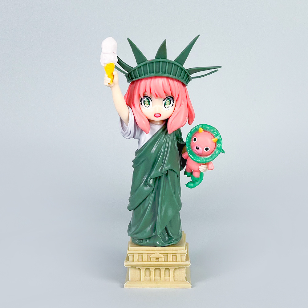 潮玩间谍过家家自由女神阿尼亚手办动漫模型摆件机箱装饰