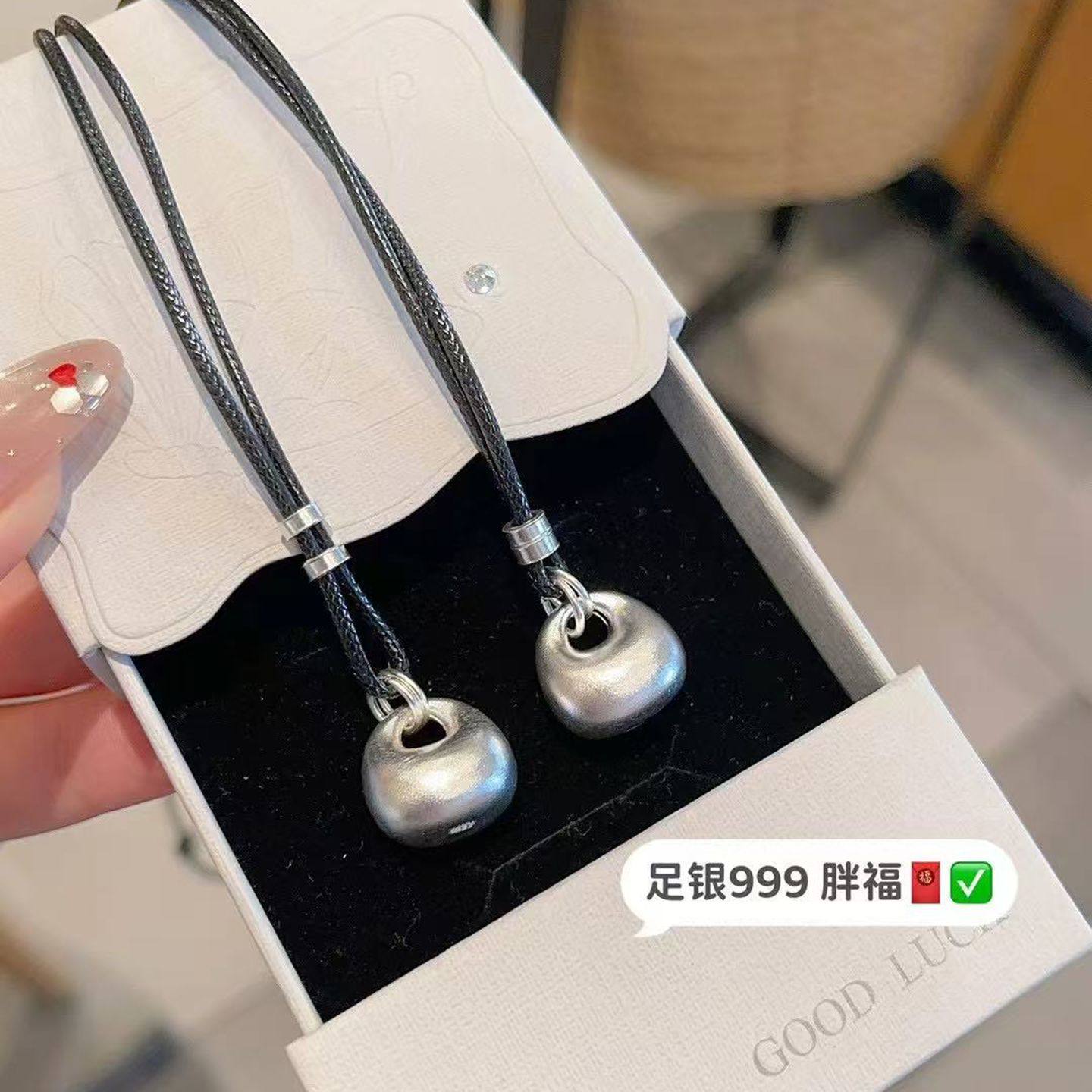 足银999小胖福项链女古法实心吊坠编绳可调节简约,饰品/流行首饰/时尚饰品新,银饰吊坠,淘宝优惠券,粉丝福利购,淘宝优惠卷