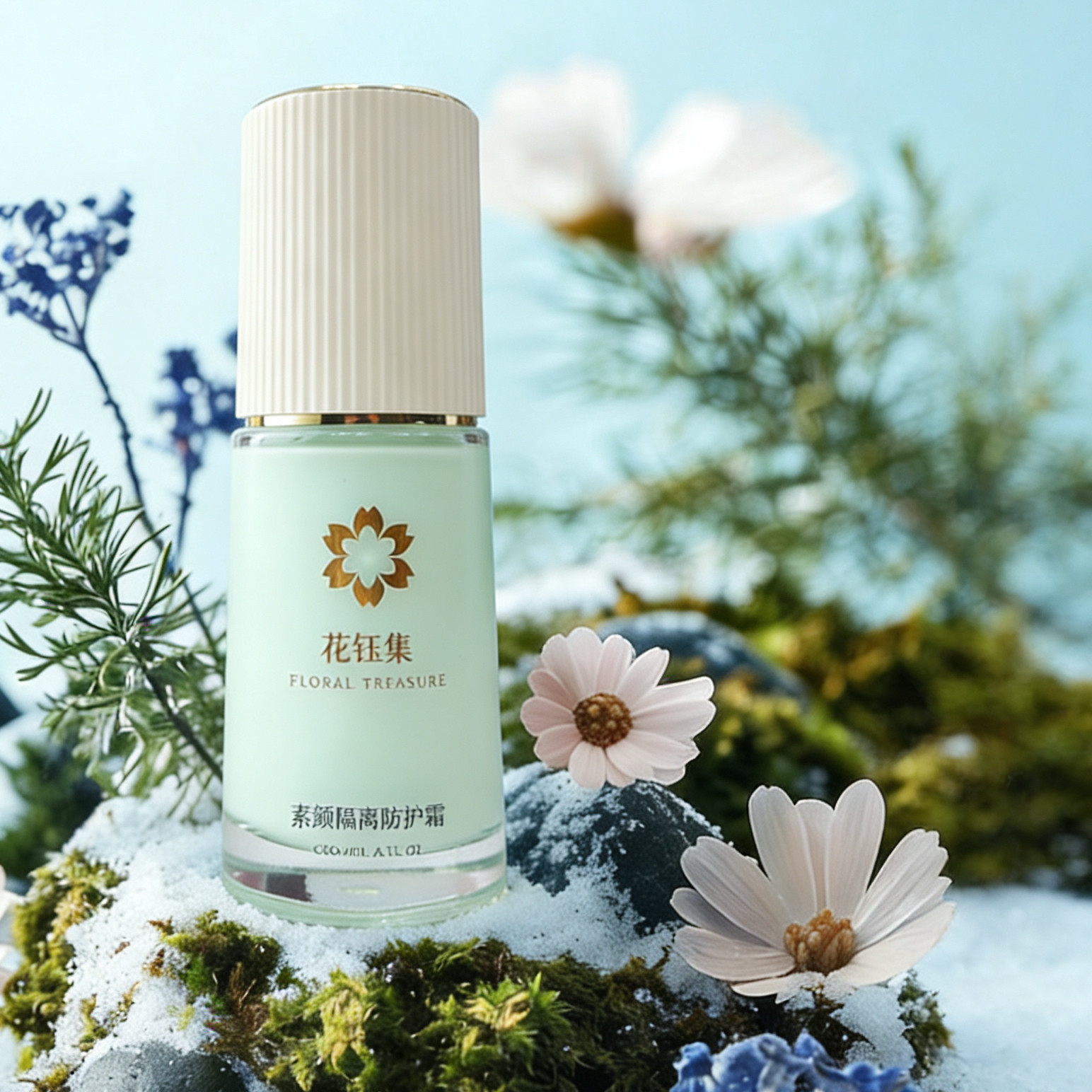 花钰集隔离乳霜防日晒霜滋润修护素颜霜三合一SPF35+