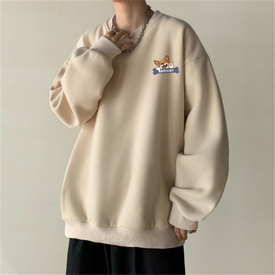 纯棉休闲百搭无帽圆领卫衣男