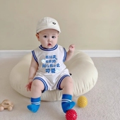 婴儿连体衣夏装 外出夏天 男宝宝衣服背心篮球运动纯棉哈衣爬服夏季