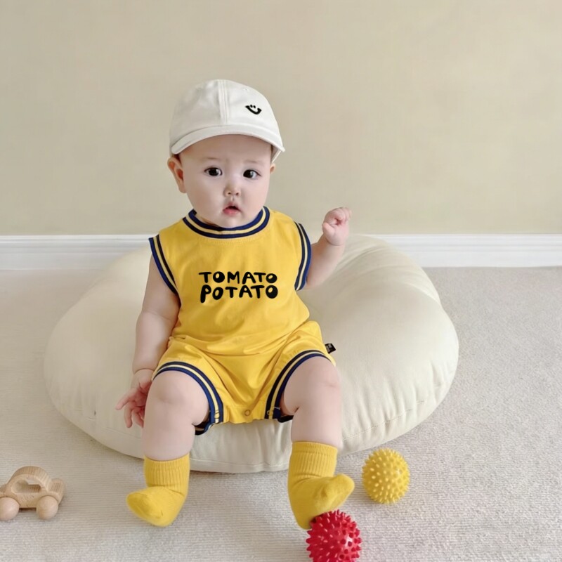 婴儿夏装男宝宝衣服球衣小月龄穿搭外出服夏季婴幼儿运动服连体衣