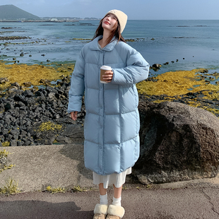 蓝色韩系chic氛围感90白鸭绒外套女2025年冬季新款加厚保暖羽绒服