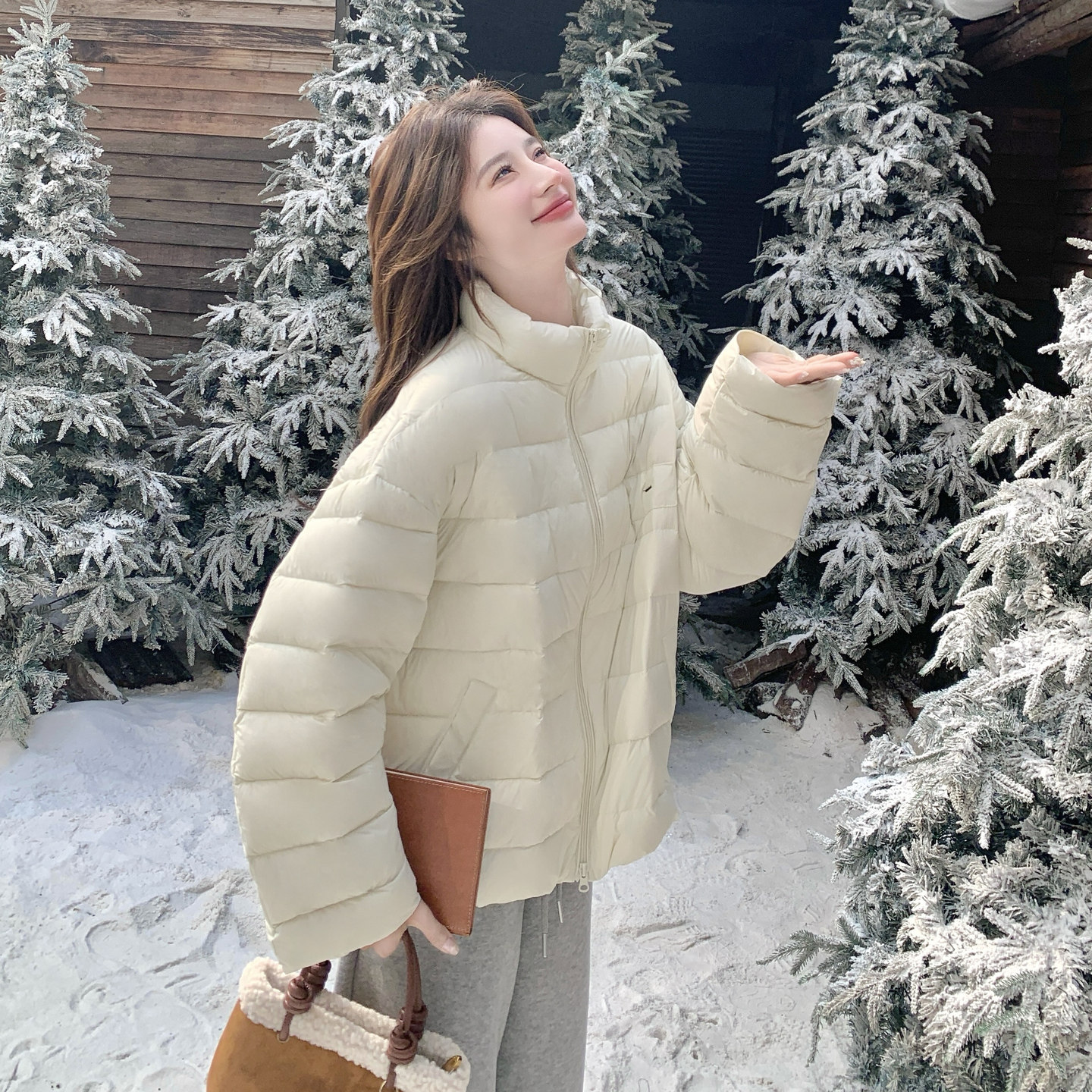 设计感90白鸭绒羽绒排骨羽绒服