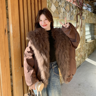 富家千金狐狸真毛大毛领羽绒服女2025冬季新款白鹅绒加厚保暖外套