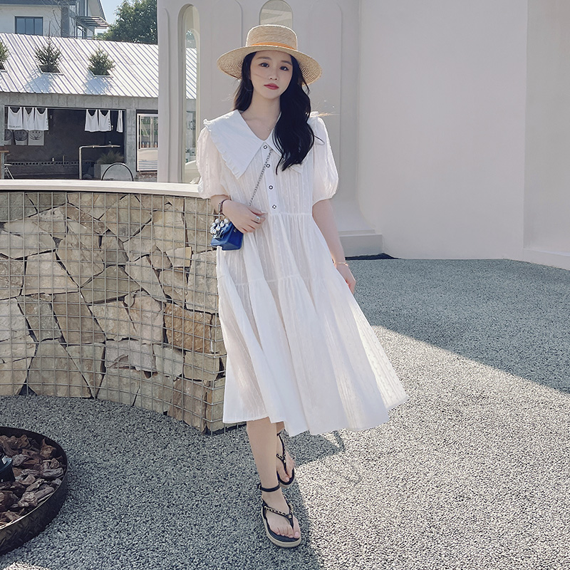 白色今年流行爆款穿搭减龄连衣裙女2025夏季新款复古优雅气质长裙