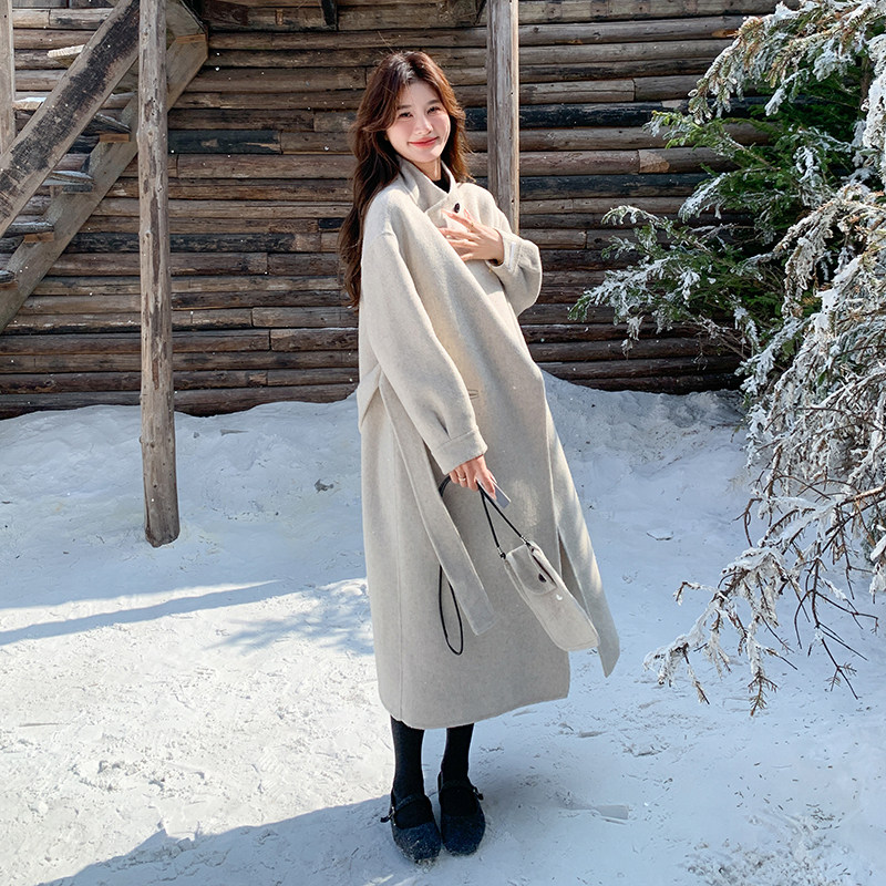 双面呢小个子毛呢外套女双面羊绒2024年冬新款加厚保暖显瘦呢大衣