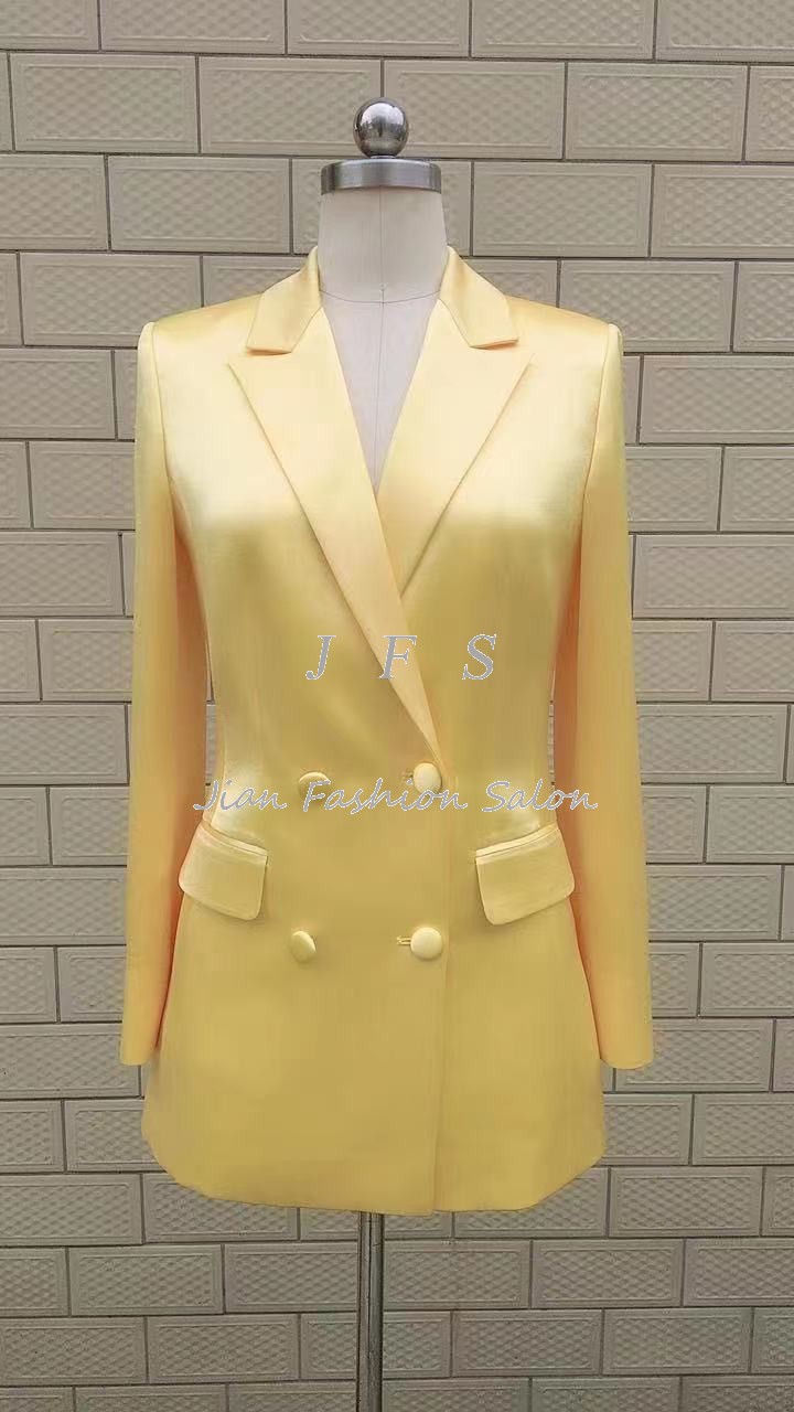 jfs双排扣真丝修身西装