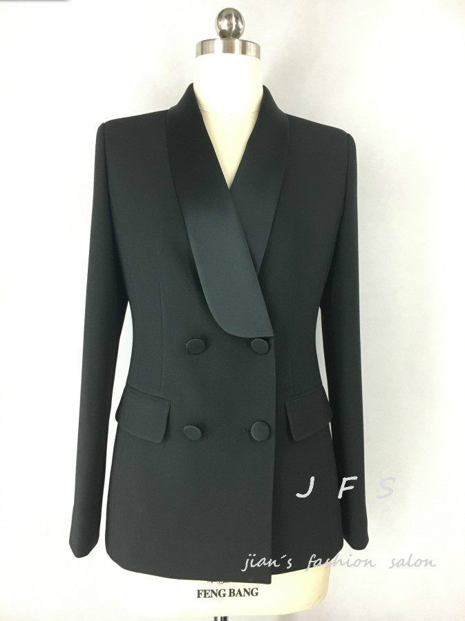 jfs明星同款黑色修身西装外套