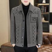 秋冬加绒夹克 加厚中年休闲呢子外套翻领时尚 高端男士 毛呢大衣短款