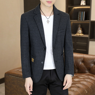 小西服男士 千鸟格西装 潮流修身 韩版 帅气休闲单西上衣 男外套春秋季