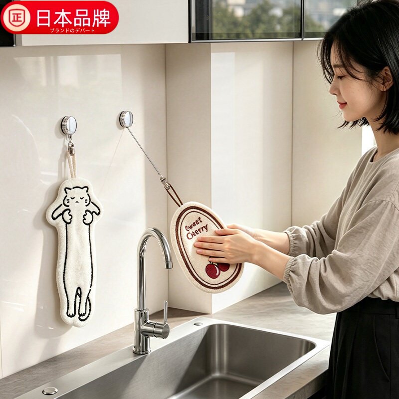 日本进口厨房伸缩挂钩自动回弹免图片
