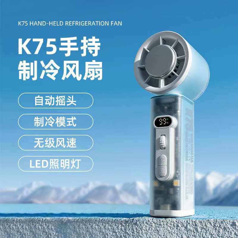 2026新款摇头冰敷制冷手持风扇半导体USB充电半导体冰敷小风扇
