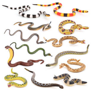 儿童仿真动物玩具模型响尾蛇珊瑚蛇银环蛇鼓腹巨蝰眼镜蛇银环蛇
