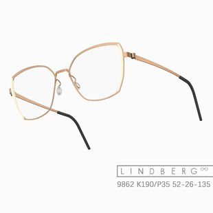 LINDBERG林德伯格镜框女士时尚休闲眉毛架超轻钛架雅痞风9862