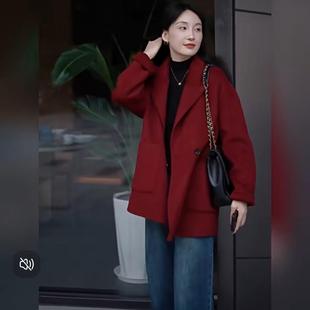 【福利款】甄嬛自留口碑王西装式通勤羊毛骆驼绒双面呢大衣外套の