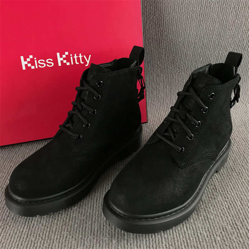 Kiss Kitty小猫正品女靴断码撤柜处理春秋百搭真皮马丁靴黑色短靴