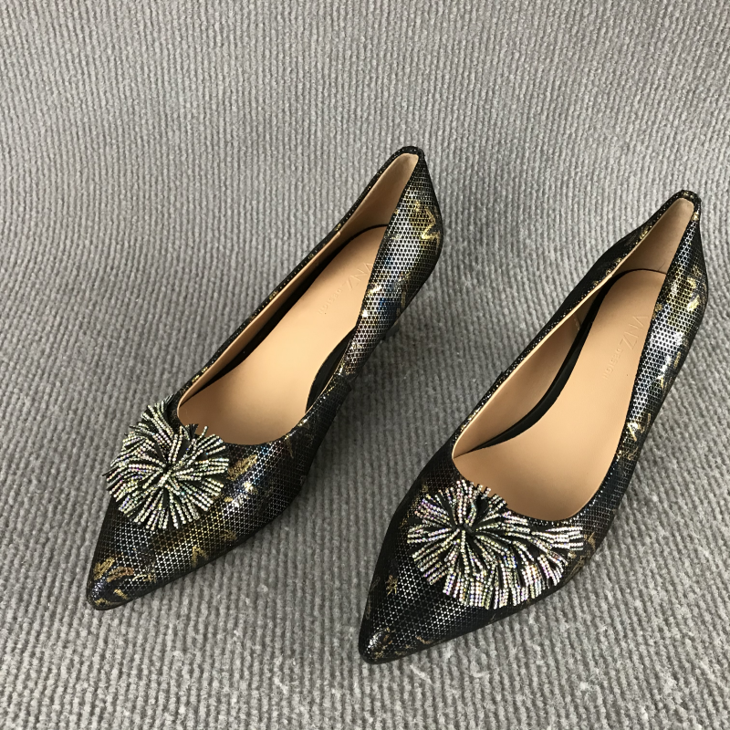 35.36码正品女鞋断码撤柜捡漏春夏复古真皮浅口单鞋民族风高跟鞋