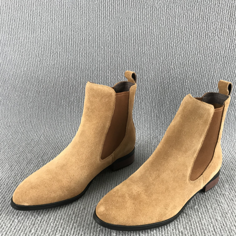 正品清仓撤柜女靴秋冬低跟套筒切尔西靴牛绒皮短筒靴子百搭单靴子