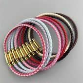 2.5 3MM皮绳手链适用于周生家转运珠本命年红绳钛钢直按扣手绳