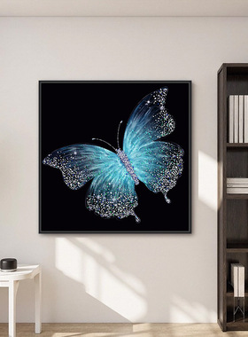 KS色系新版客厅餐厅唯美简约现代蓝色蝴蝶满绣十字绣自贴点钻石画