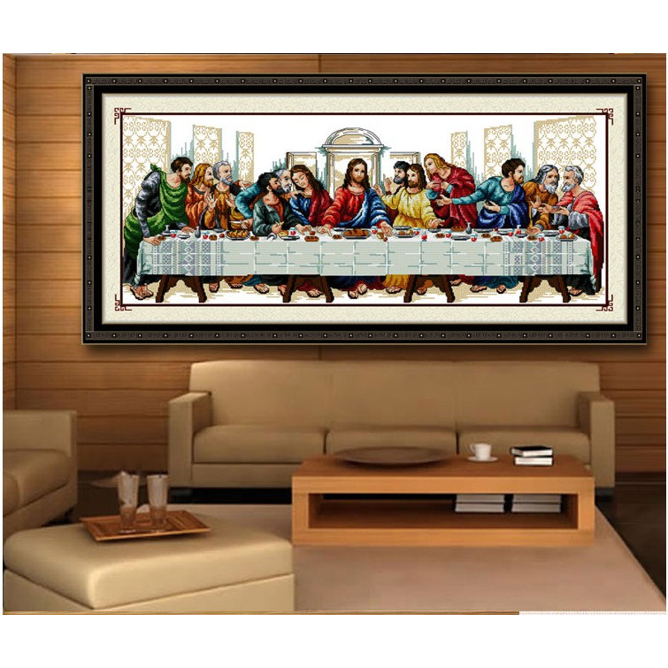 KS色系新款客厅餐厅世界名画人物最后的晚餐手工自己绣印花十字绣