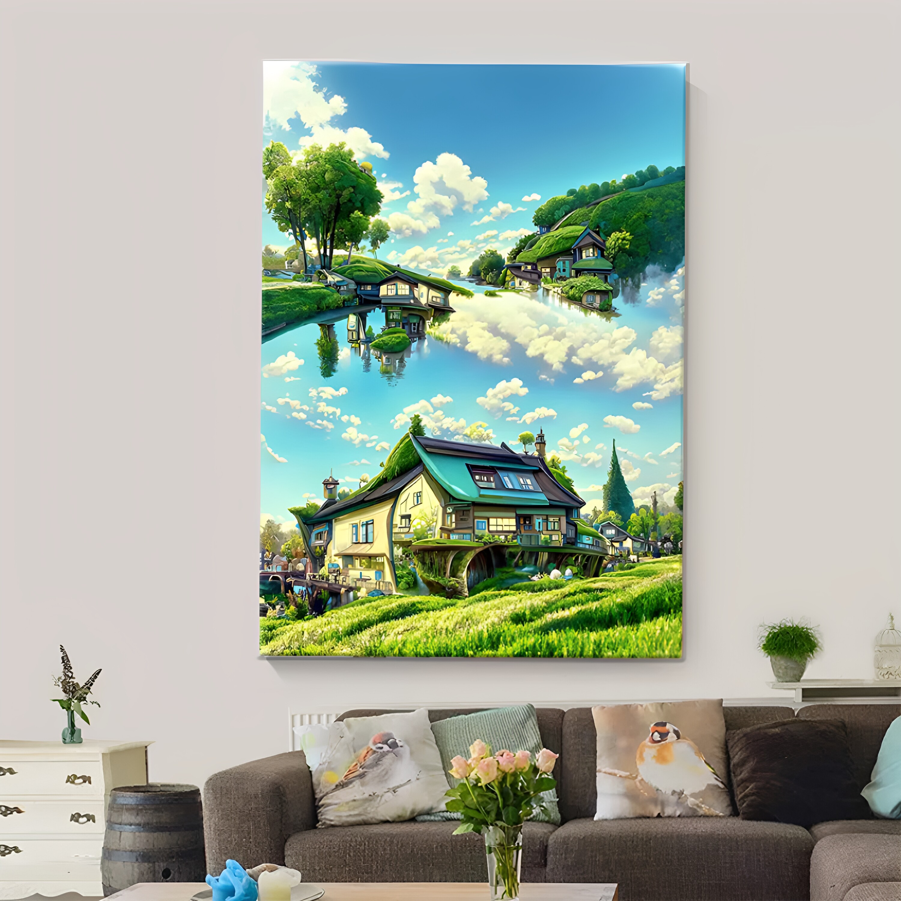 KS色系新款客厅卧室唯美风景挂画天空小镇现代手工贴钻满绣钻石画