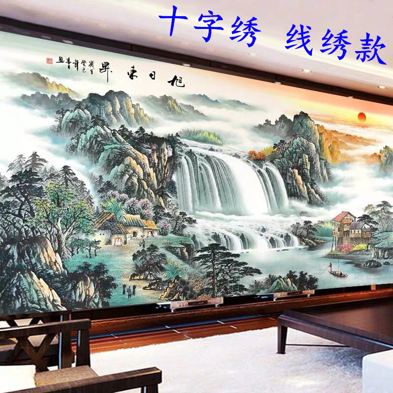 ks客厅大幅棉线精准风印花十字绣