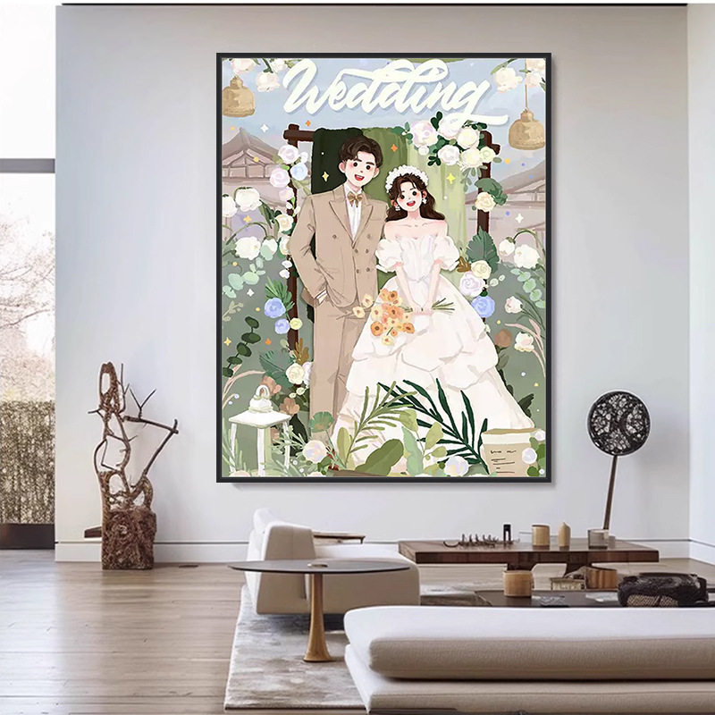 KS色系新款客厅卧室浪漫温馨卡通婚礼结婚钻石画满绣印花十字绣