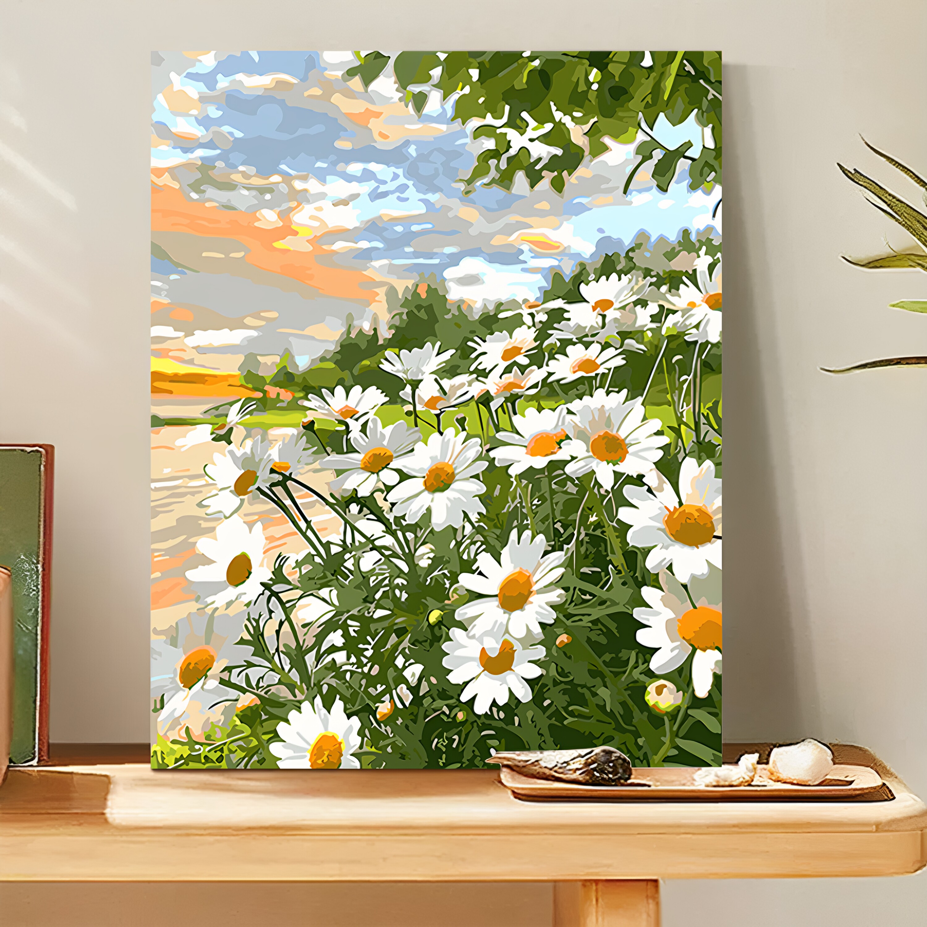 KS色系新款客厅卧室摆画简约现代风景花卉雏菊手工满钻贴画钻石绣
