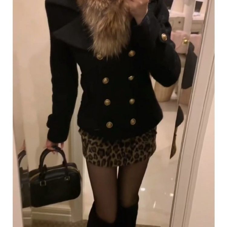 古早千金辣妹秋冬新款双排扣毛领毛呢外套气质高腰豹纹半身裙套装,女装/女士精品,休闲运动套装,淘宝优惠券,粉丝福利购,淘宝优惠卷