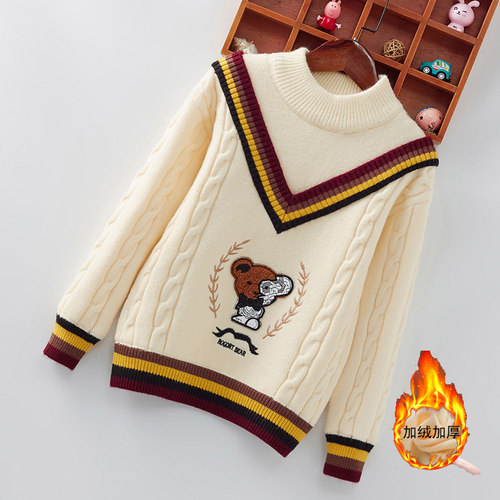加绒柔软毛衣卡通绣花女童洋气