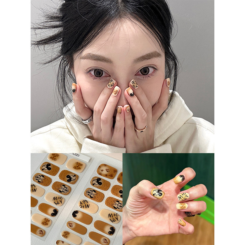 ANPUZI小红书同款半烤凝胶美甲贴照灯光疗防水持久复古米奇PU0028
