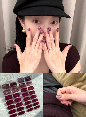 ANPUZI小红书同款半烤凝胶美甲贴照灯光疗防水持久炫紫星球PU0067