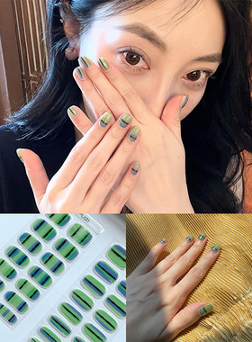 ANPUZI小红书同款半烤凝胶美甲贴照灯光疗防水持久绿野仙踪PU0031