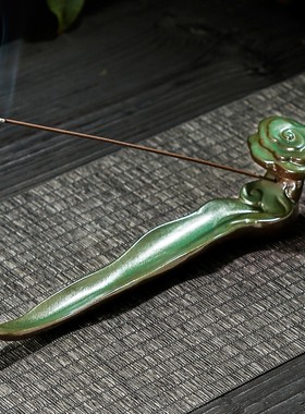 创意线香沉香家居客厅香熏茶盘办公室桌面装饰品陶瓷香炉香插摆件