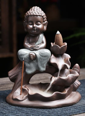 倒流香炉陶瓷复古招财摆件线香插