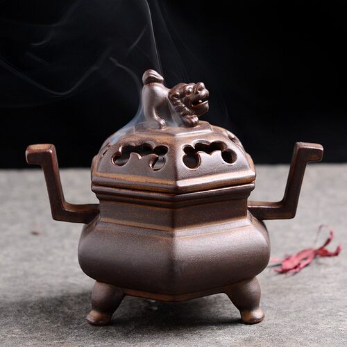 禅意檀香炉摆件香薰炉陶瓷狮子