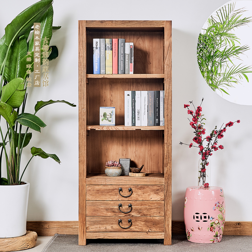 老榆木书柜风化老门板