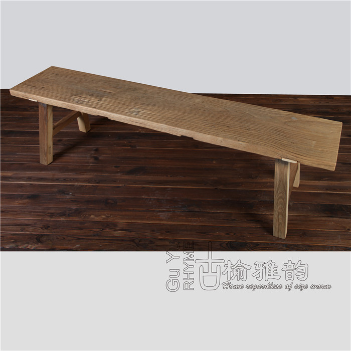 老榆木门板餐厅风化复古长条凳