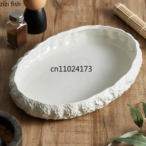 Rock Texture Ceramic Main Dish Plate Kitchen Household Past