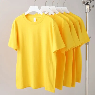 Primrose Yellow Crew Neck T-shirt 95% Cotton Bright Yellow