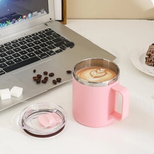 650ML Double-layer Coffee Cup with Lid Insulated Cup Vacuum