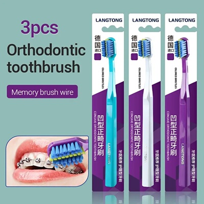 3PC Clean Orthodontic Braces Adult Orthodontic Toothbrushes