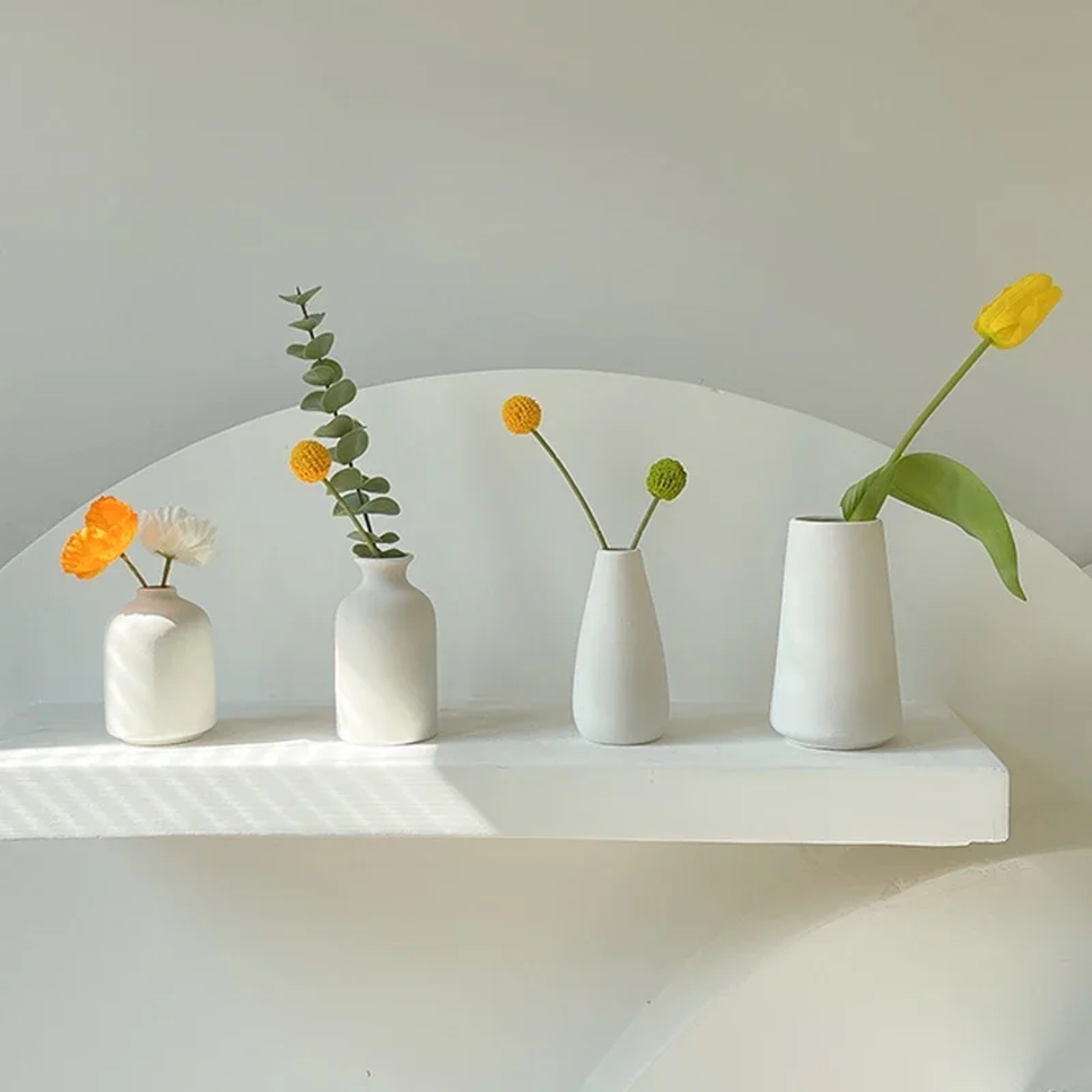 Ins Mini Flower Bottle Decorative Flower White Ceramic Vase